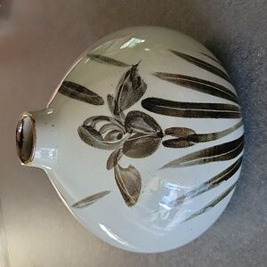 Toyo Japan MCM Glazed Pottery Stoneware Vase with Iris Design